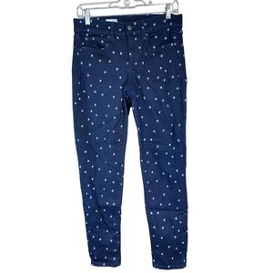 Gap 1969 28/6 Navy Blue Legging Jeans White Polka Dots Pattern Womens